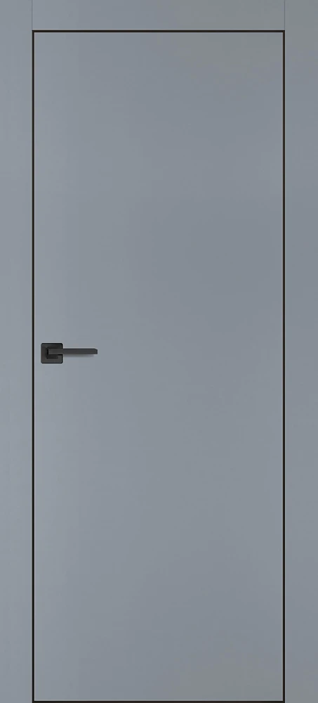 Фото Межкомнатная дверь PX-1 черная кромка с 4-х ст. Серый матовый