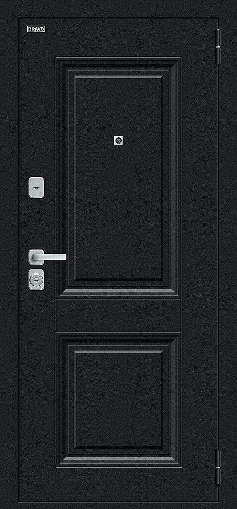 Входная дверь Некст МФ/BChrome Букле черное/Cappuccino Melinga BR6207 внешняя сторона