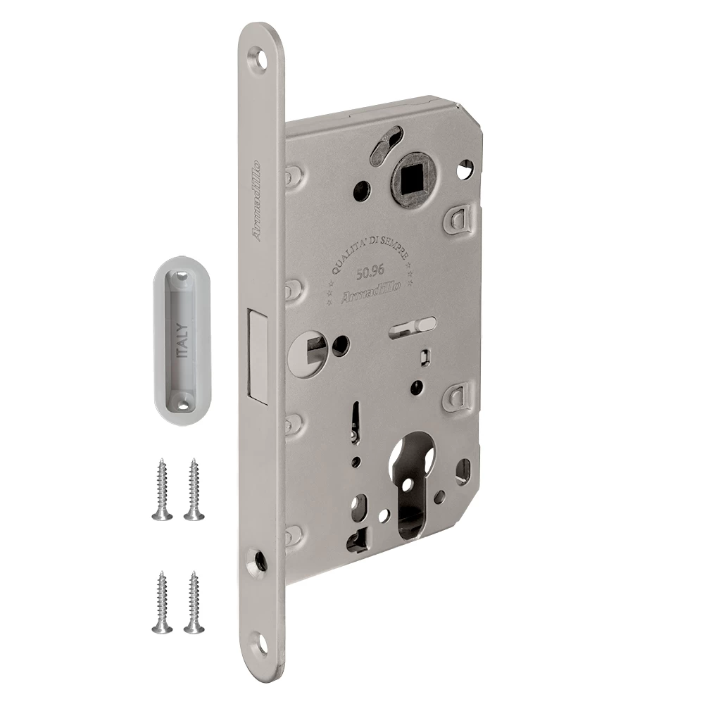 Фото Замок межкомнатный магнитный под цилиндр с ответной планкой GRAVITY G02.196.50.85 SN мат никель