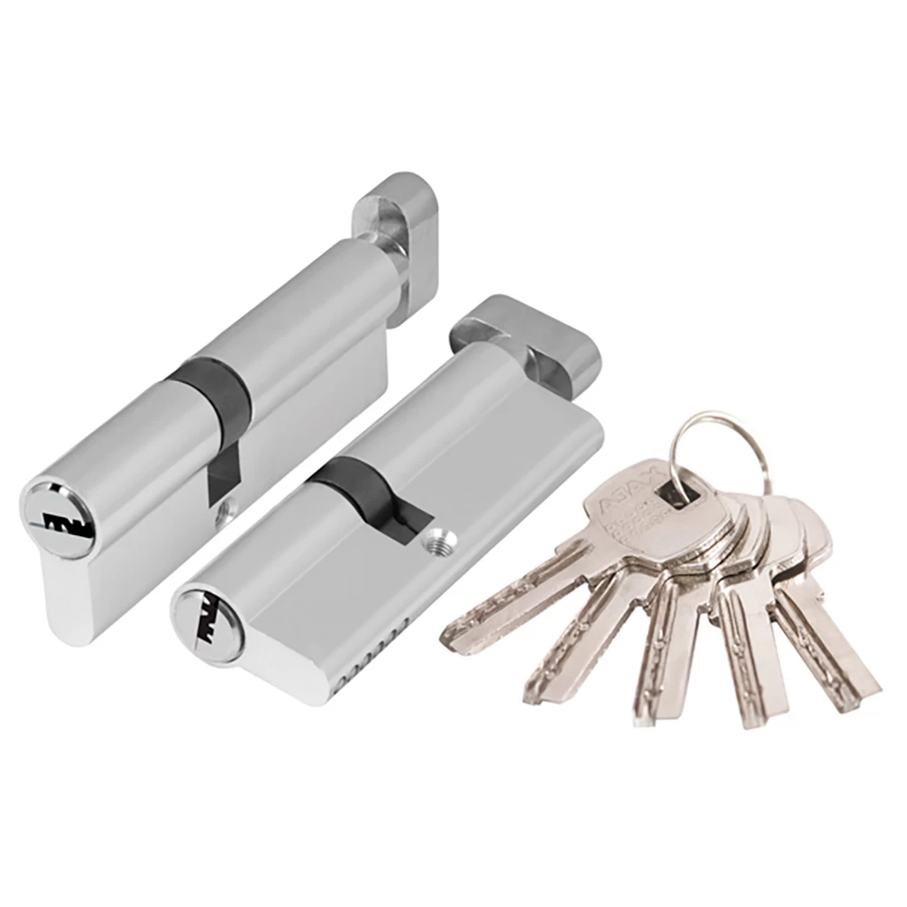 Фото Цилиндровый механизм (AX202/70) AX2002Knob70 (30+10+30) CP хром с вертушкой