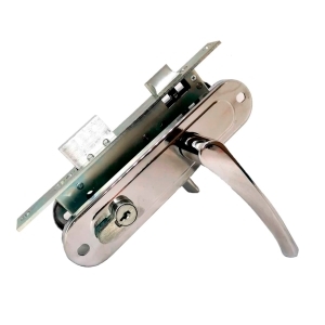 Замок врезной цилиндровый с защёлкой в комплекте с ручкой ЗВ4-70/07 (хром лак), 4 кл.